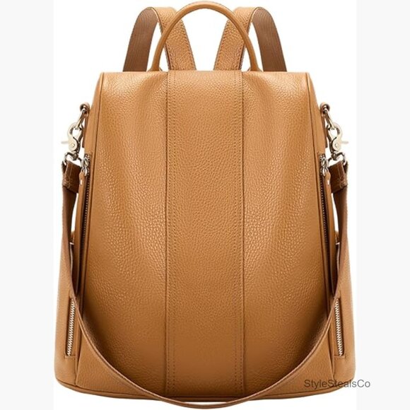 anti theft leather backpack Ladies Purse With Headphone Cable Hole Ruc – igemstonejewelry This means you can move freely without the need for locks that slow you down Women's Anti-Theft Leather Backpack, 8-Pocket